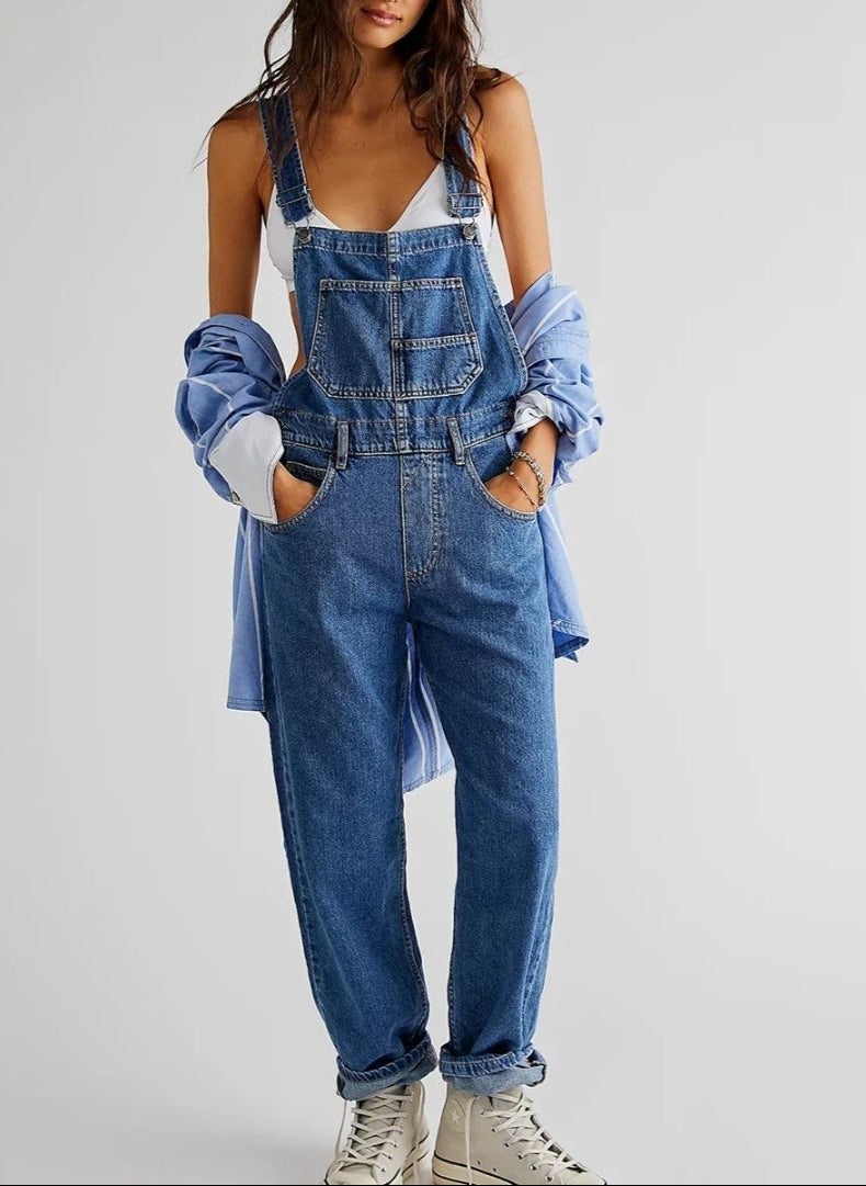 Overalls | Verstelbare bandjes | Losse pasvorm | Denim overalls | Damesbroeken-Hallo Susanne