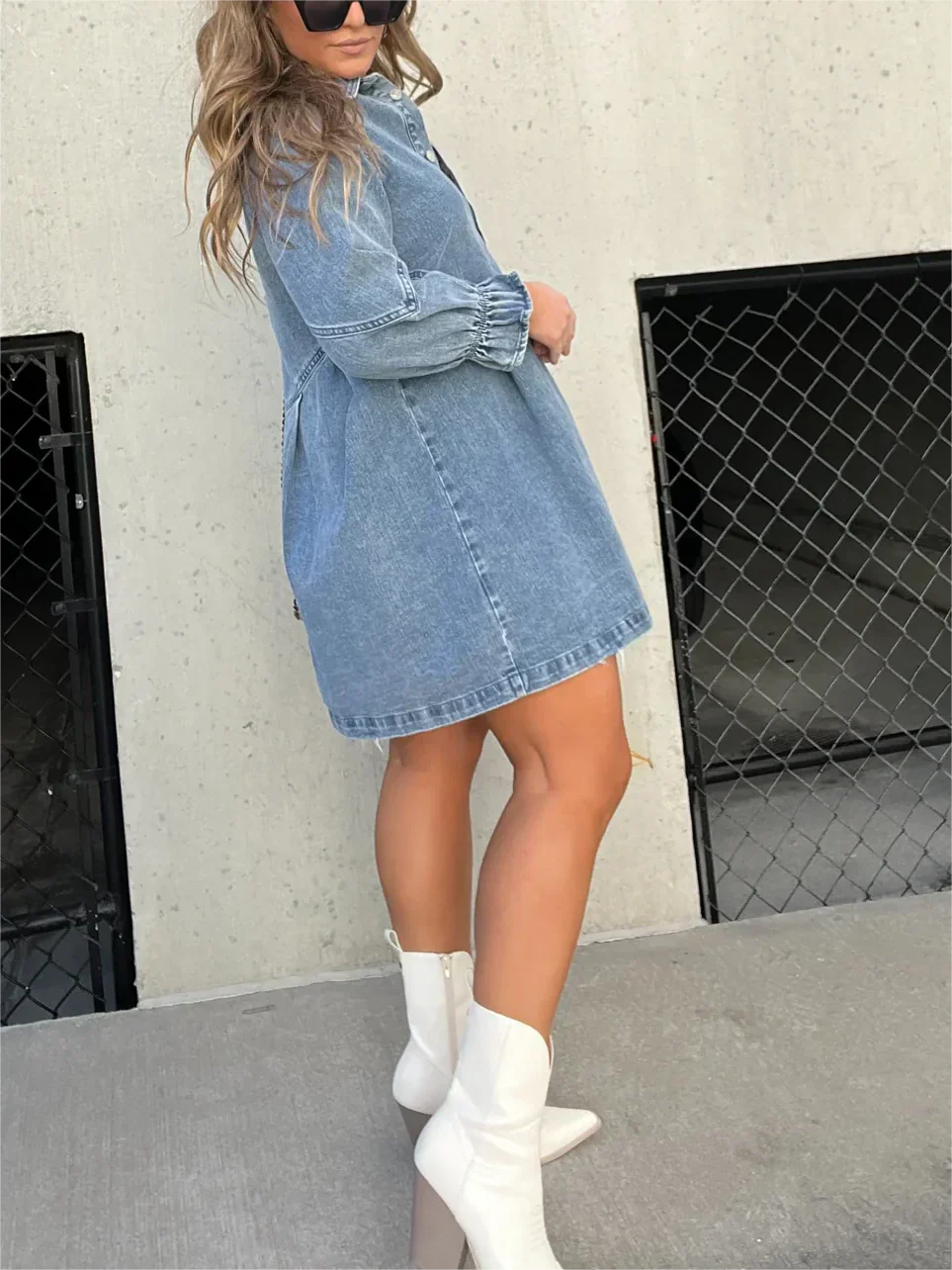 Overhemdjurk | Button-Up | Lange Mouwen | Denim Jurk | Mini Jurk-Hallo Susanne