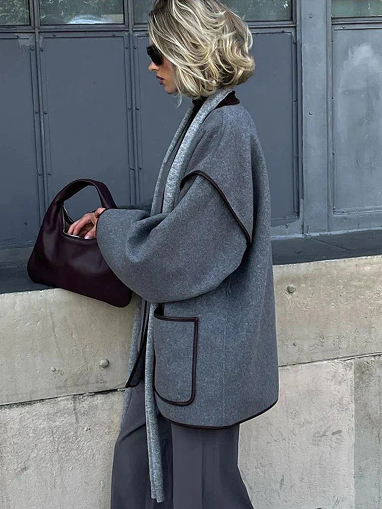 Oversized Jas | Grijs | Riem | Herfstjas | Damesjassen-Hallo Susanne