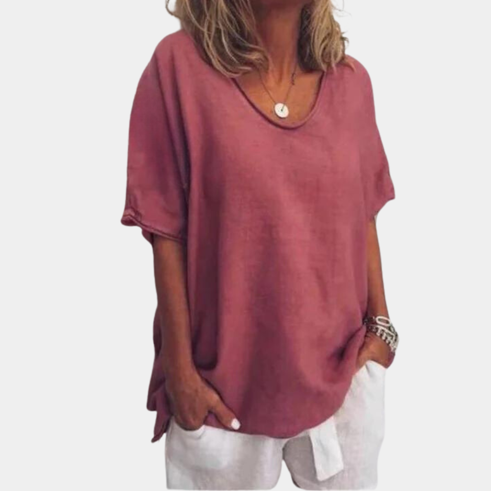 Oversized T-Shirt - Los model - Katoen - Linnen T-Shirt - Dames T-Shirt-Hallo Susanne