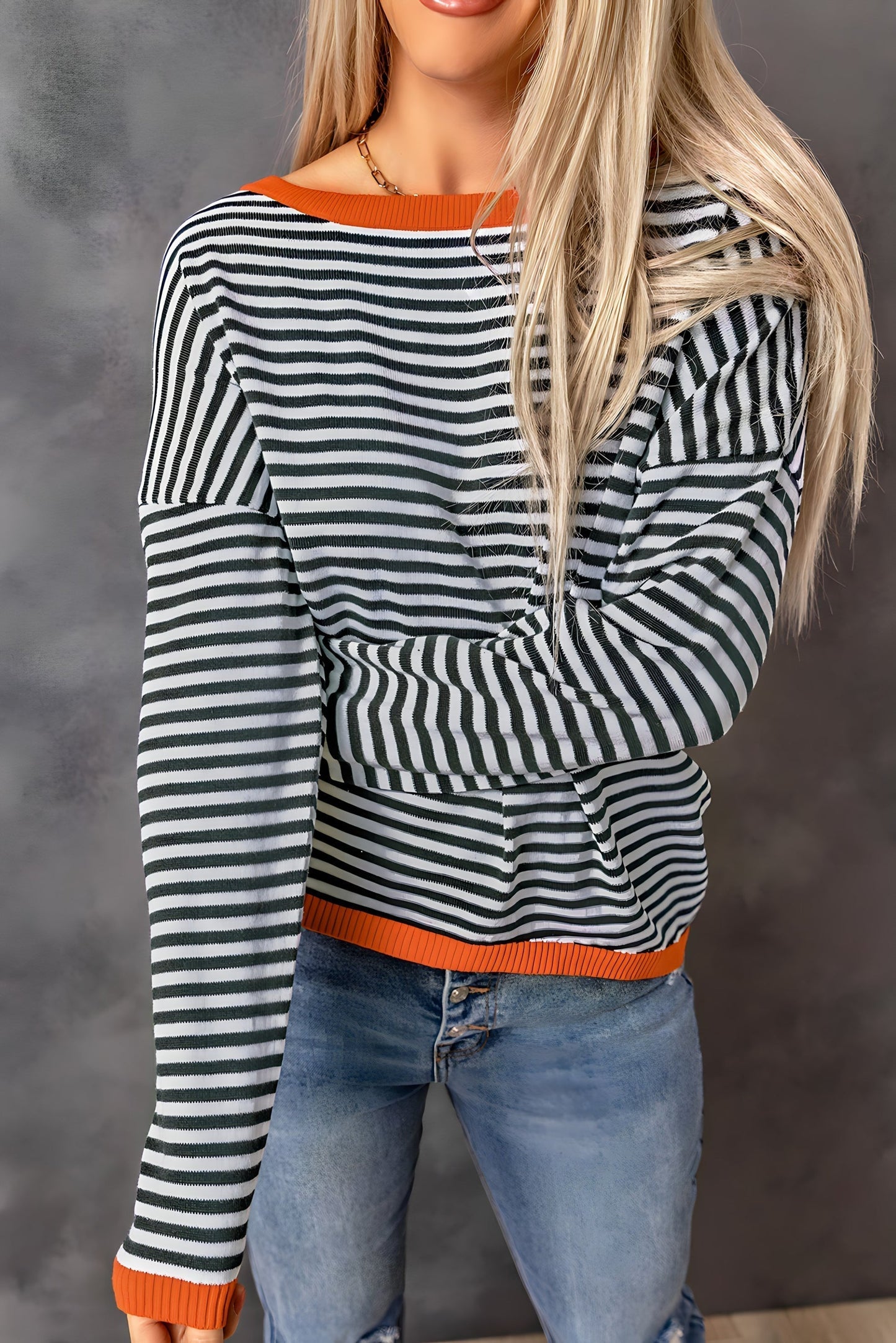 Oversized Trui - Lange Mouwen - Losjes Fit - Gestreepte Trui - Dameskleding-Hallo Susanne