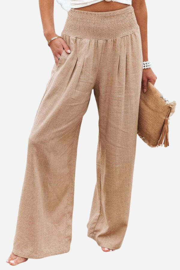 Palazzo-broek - Damesbroek met hoge taille en wijde pijpen van linnen-Hallo Susanne