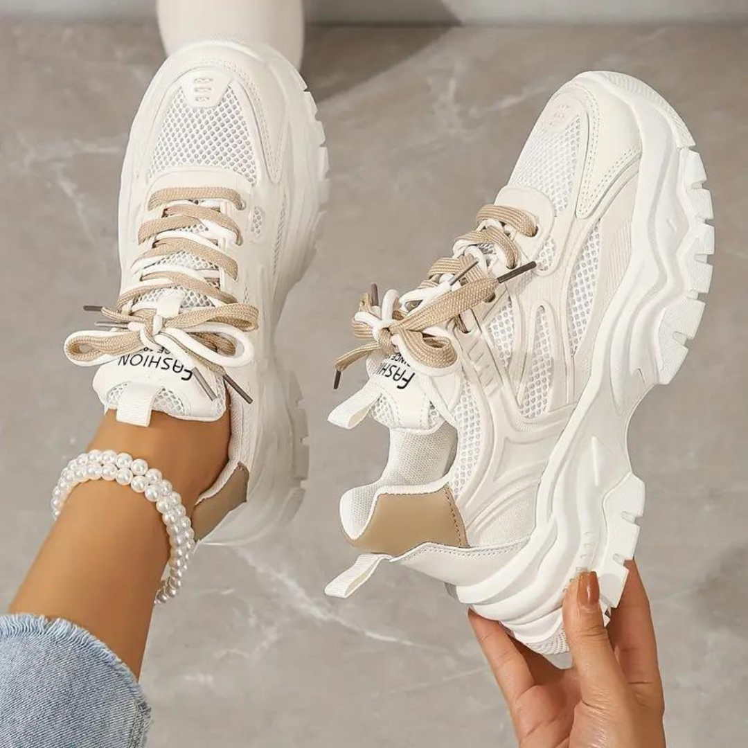 Platform Sneakers - Veterschoenen - Orthopedisch - Witte Sneakers - Damessneakers-Hallo Susanne