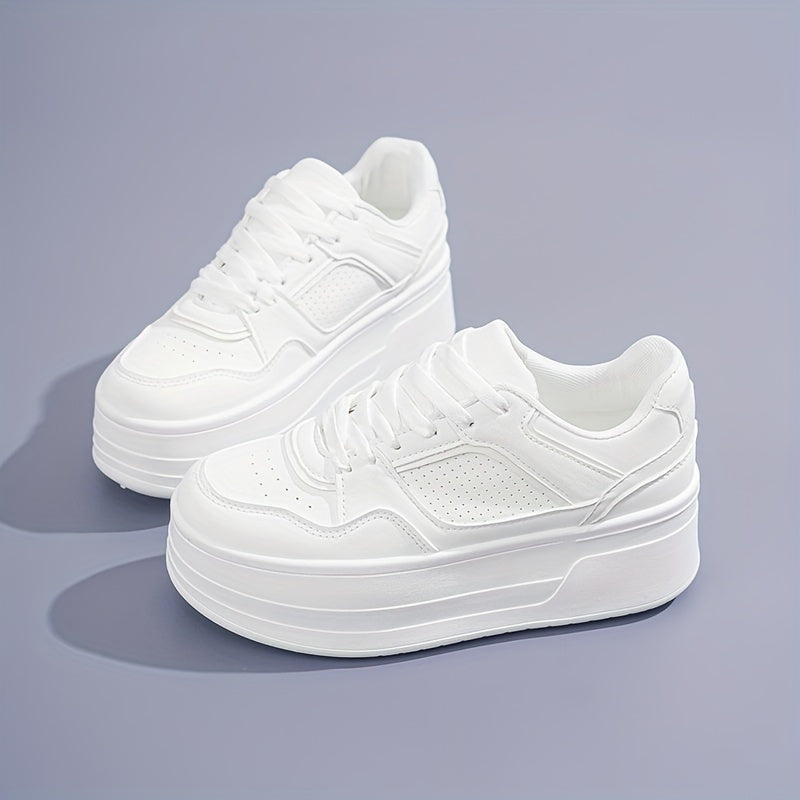 Platform Sneakers - Vetersluiting - Plateau - Witte sneakers - Dames sneakers-Hallo Susanne