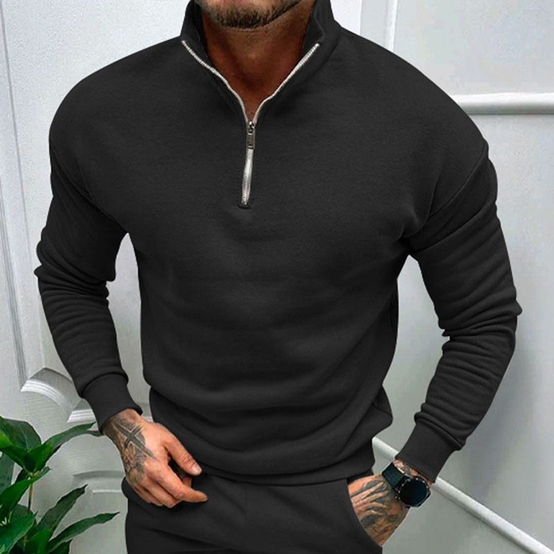 Polo Trui | Casual | Lange Mouw | Sweater met Halve Ritssluiting | Sweater met Kwart Ritssluiting voor Mannen-Hallo Susanne