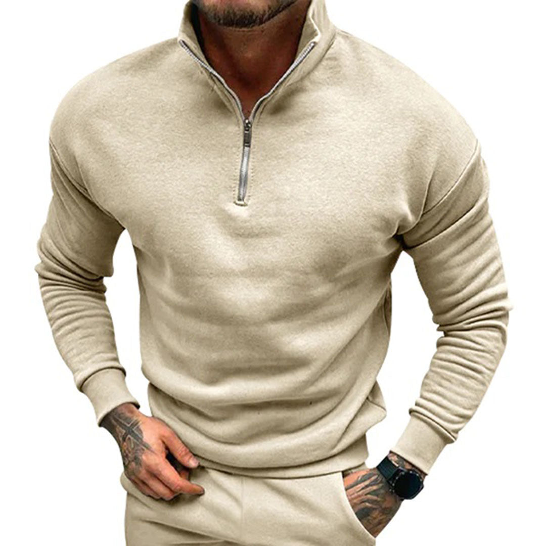 Polo Trui | Casual | Lange Mouw | Sweater met Halve Ritssluiting | Sweater met Kwart Ritssluiting voor Mannen-Hallo Susanne