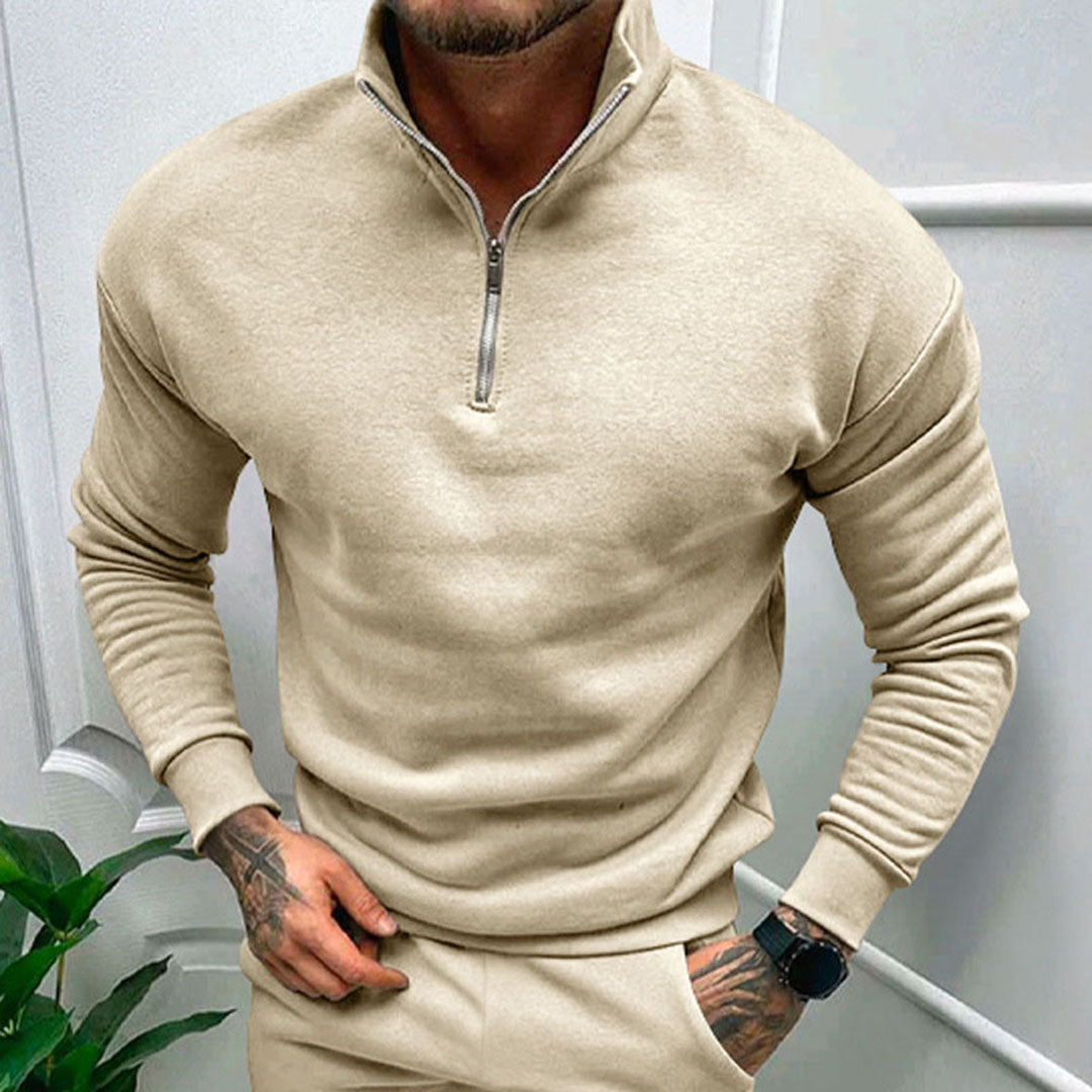 Polo Trui | Casual | Lange Mouw | Sweater met Halve Ritssluiting | Sweater met Kwart Ritssluiting voor Mannen-Hallo Susanne