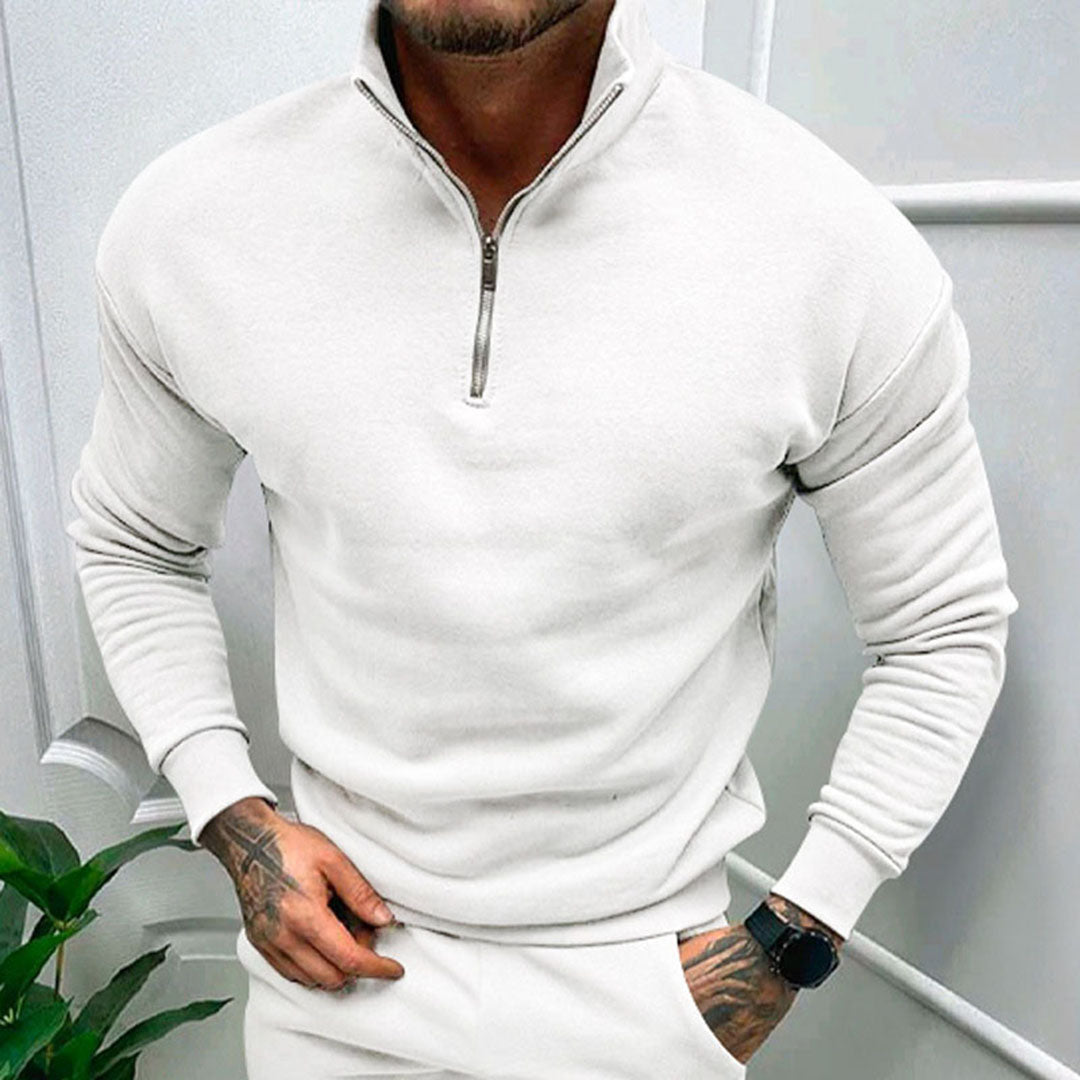 Polo Trui | Casual | Lange Mouw | Sweater met Halve Ritssluiting | Sweater met Kwart Ritssluiting voor Mannen-Hallo Susanne