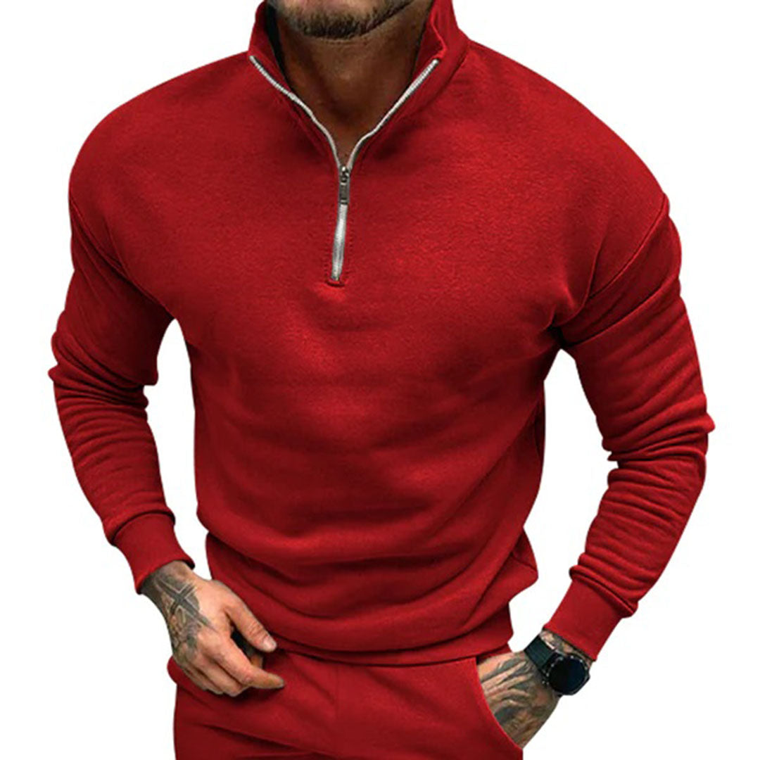 Polo Trui | Casual | Lange Mouw | Sweater met Halve Ritssluiting | Sweater met Kwart Ritssluiting voor Mannen-Hallo Susanne