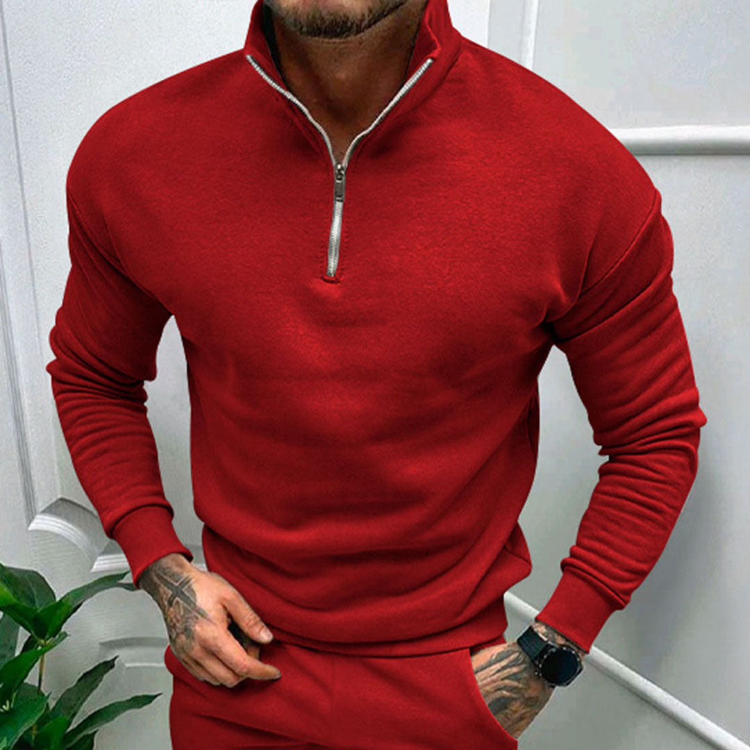 Polo Trui | Casual | Lange Mouw | Sweater met Halve Ritssluiting | Sweater met Kwart Ritssluiting voor Mannen-Hallo Susanne