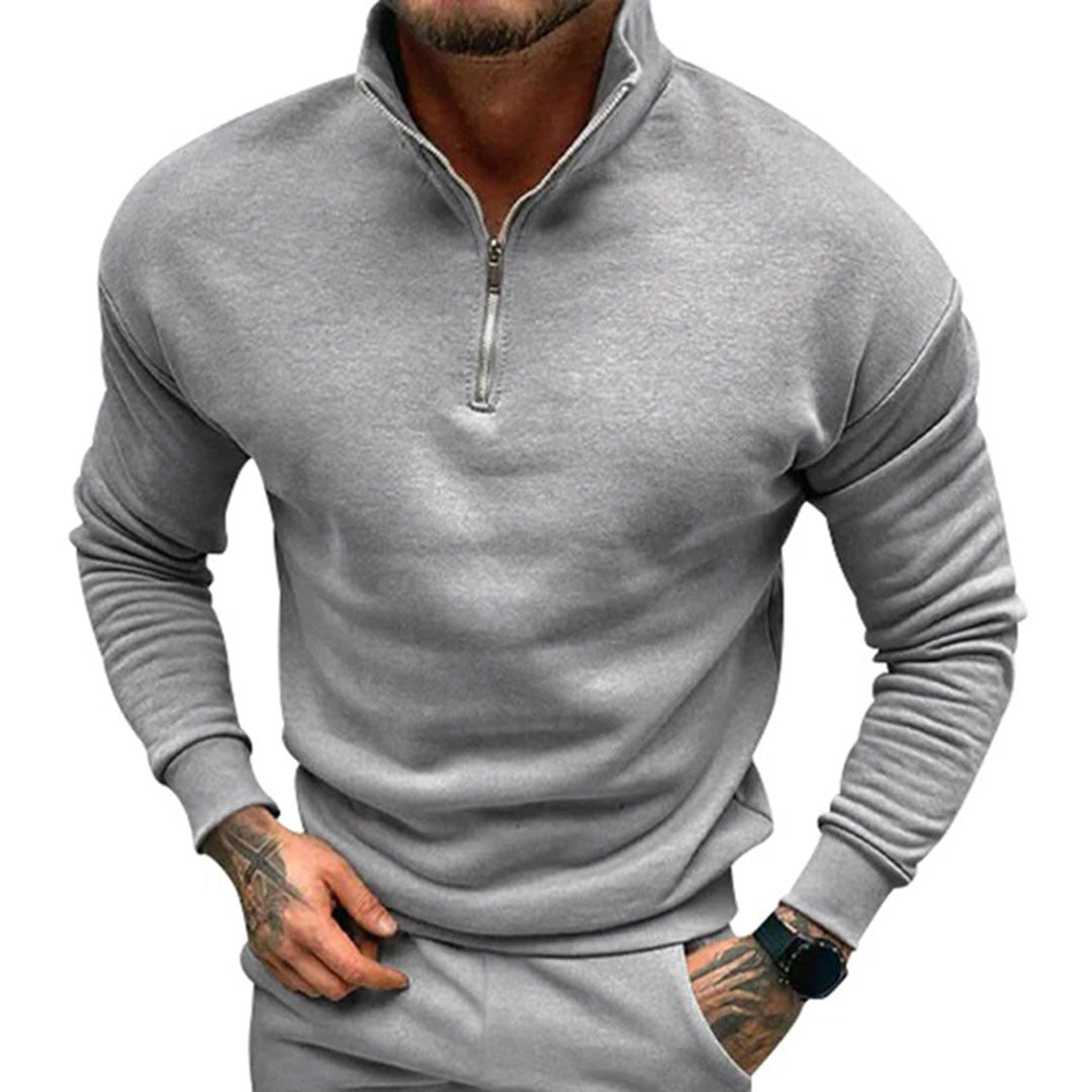 Polo Trui | Casual | Lange Mouw | Sweater met Halve Ritssluiting | Sweater met Kwart Ritssluiting voor Mannen-Hallo Susanne