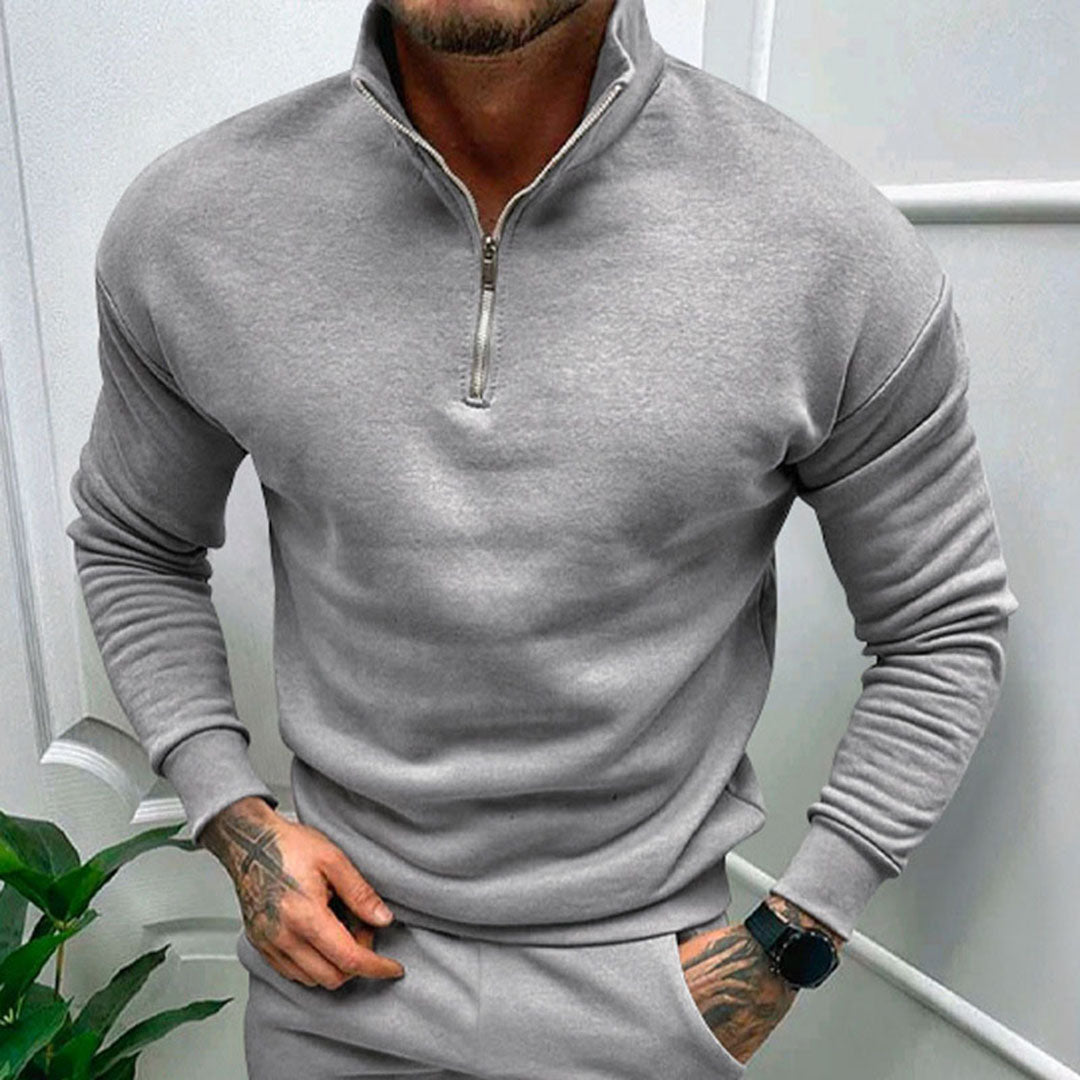 Polo Trui | Casual | Lange Mouw | Sweater met Halve Ritssluiting | Sweater met Kwart Ritssluiting voor Mannen-Hallo Susanne