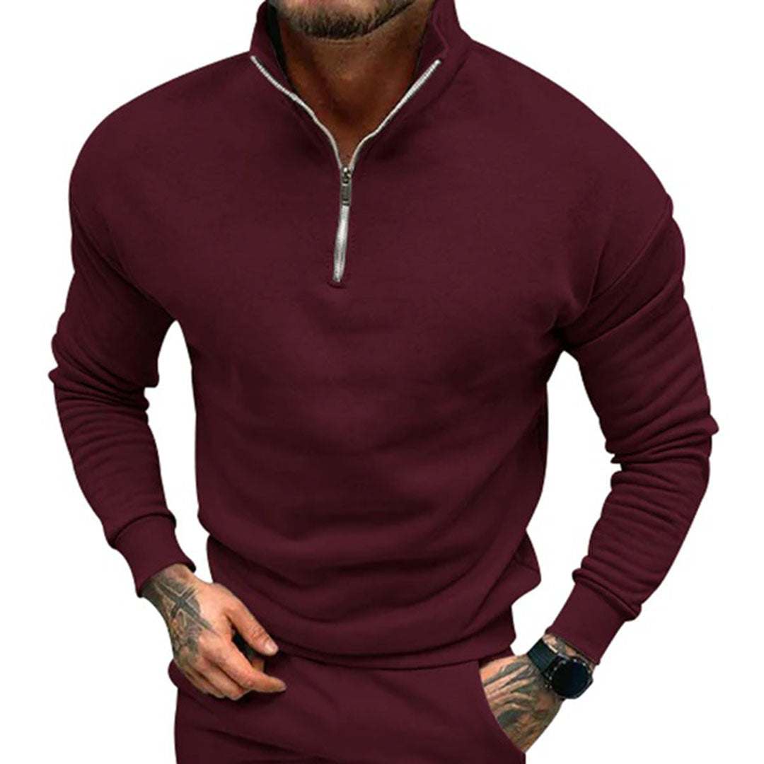 Polo Trui | Casual | Lange Mouw | Sweater met Halve Ritssluiting | Sweater met Kwart Ritssluiting voor Mannen-Hallo Susanne