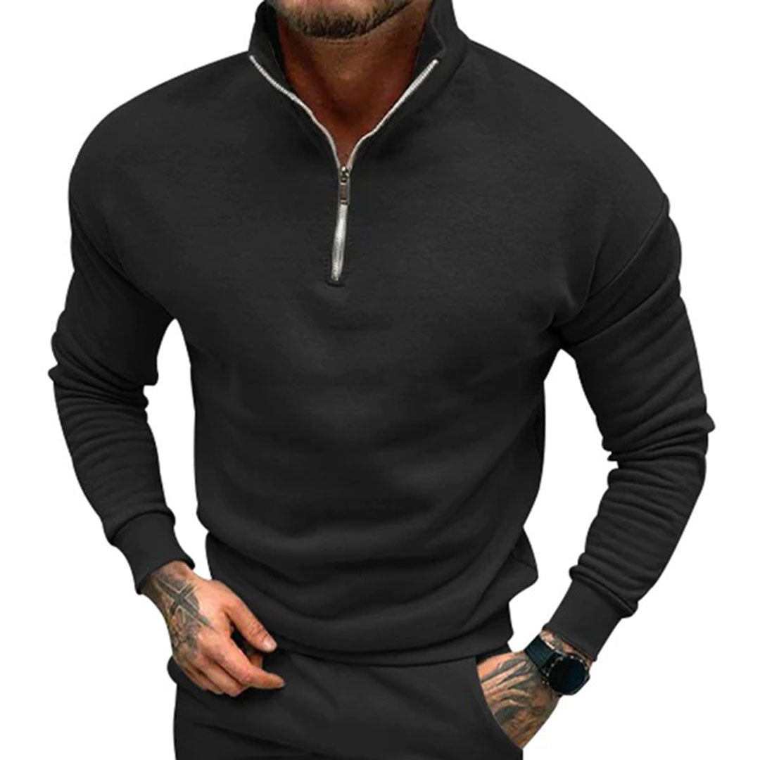 Polo Trui | Casual | Lange Mouw | Sweater met Halve Ritssluiting | Sweater met Kwart Ritssluiting voor Mannen-Hallo Susanne