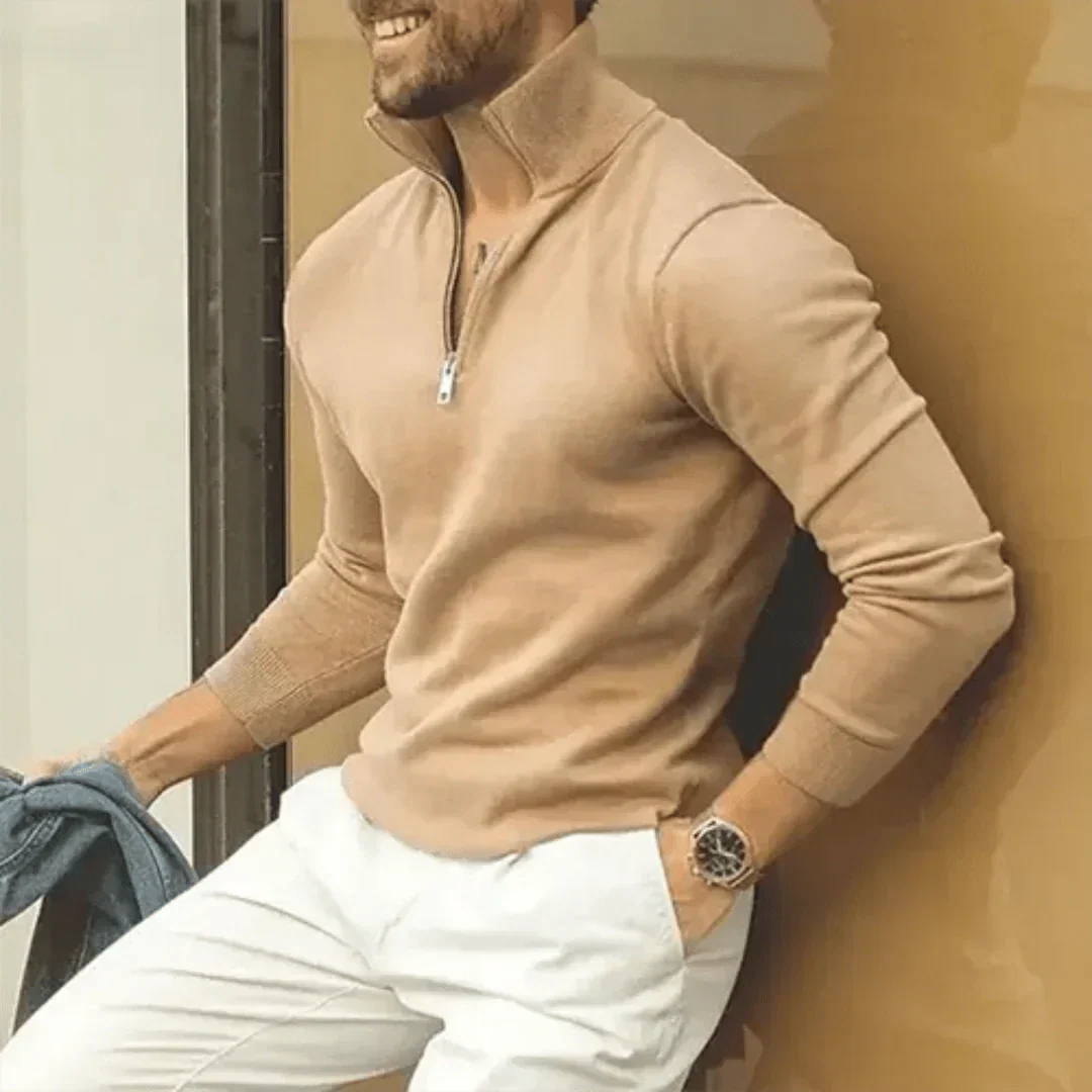 Polo Trui | Trui met lange mouwen | Trui met kwart rits | Sweater met kwart rits voor heren-Hallo Susanne