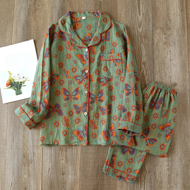 Pyjamaset | Lange Mouwen | Button-Up | Pyjama's voor Vrouwen | Vrouwenslaapmode-Hallo Susanne