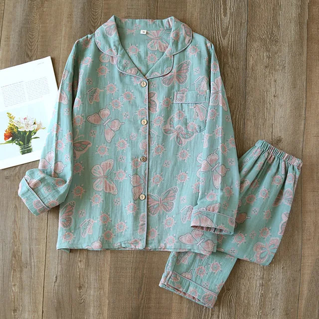 Pyjamaset | Lange Mouwen | Button-Up | Pyjama's voor Vrouwen | Vrouwenslaapmode-Hallo Susanne