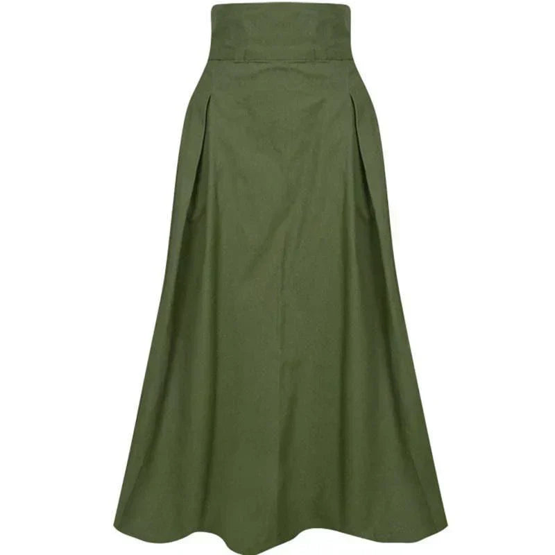 Rok met hoge taille | Geplooid | Tailleband | Midi Rok | Rokken voor vrouwen-Hallo Susanne