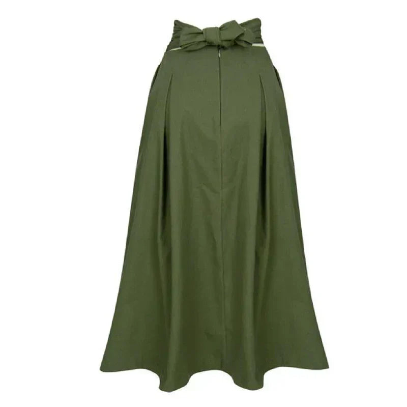 Rok met hoge taille | Geplooid | Tailleband | Midi Rok | Rokken voor vrouwen-Hallo Susanne