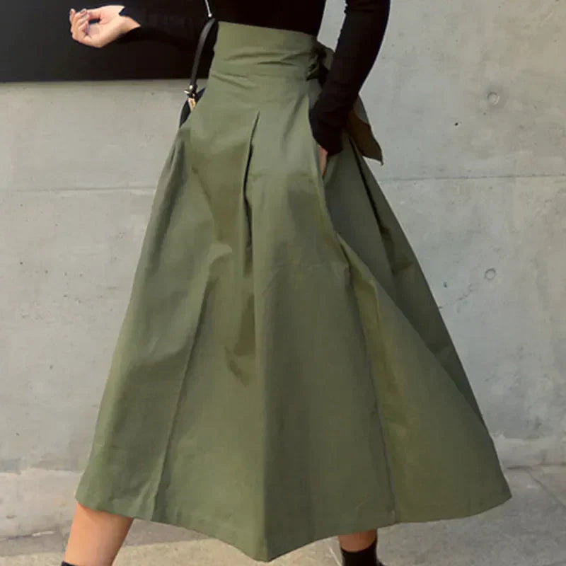 Rok met hoge taille | Geplooid | Tailleband | Midi Rok | Rokken voor vrouwen-Hallo Susanne