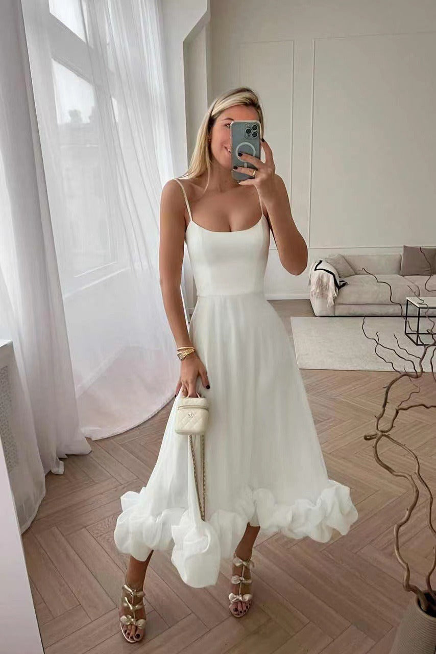 Ruches jurk - Elegante midi-corset cocktailjurk voor dames-Hallo Susanne
