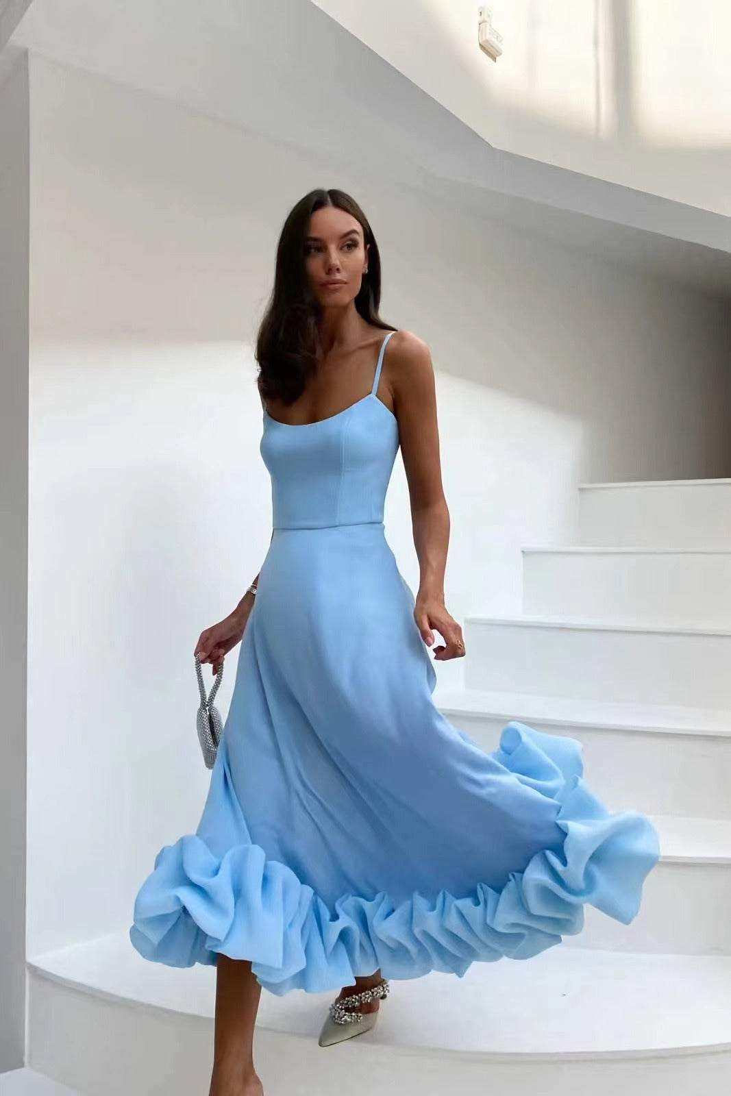 Ruches jurk - Elegante midi-corset cocktailjurk voor dames-Hallo Susanne