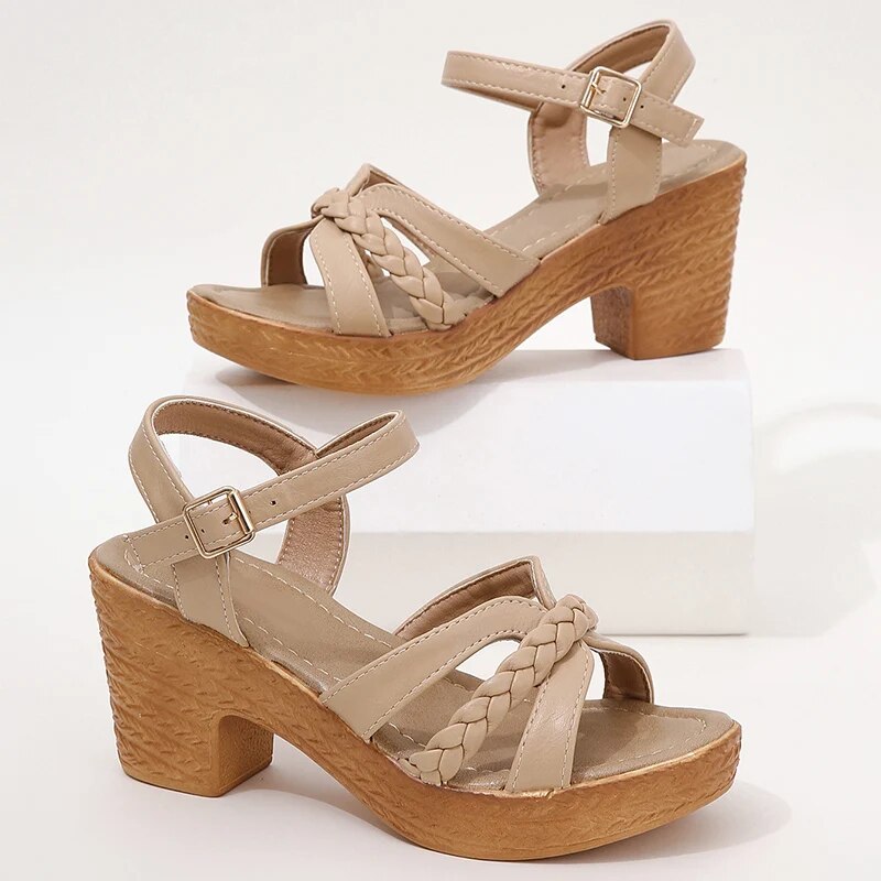 Sandalen met hak - Dames Sandalen met open teen en enkelbandje-Hallo Susanne