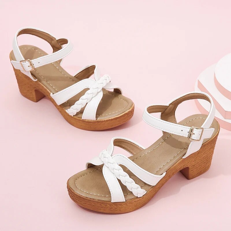 Sandalen met hak - Dames Sandalen met open teen en enkelbandje-Hallo Susanne