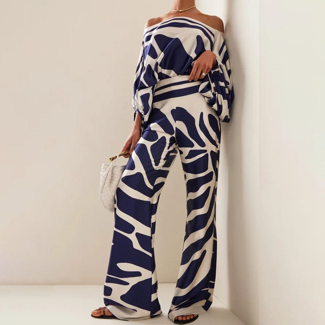 Satin Co-Ord - Damesblazer en wijde broek tweedelige set-Hallo Susanne