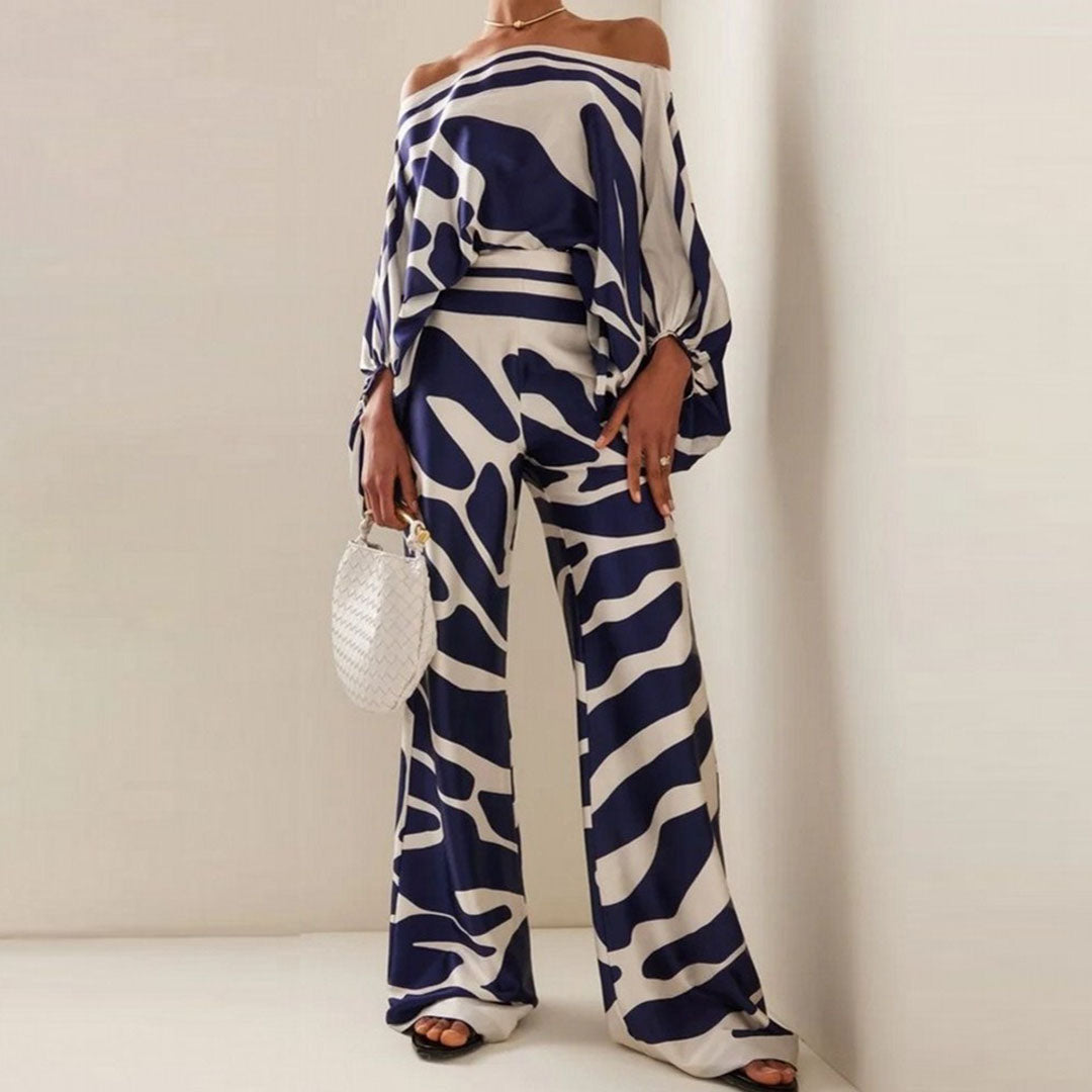 Satin Co-Ord - Damesblazer en wijde broek tweedelige set-Hallo Susanne