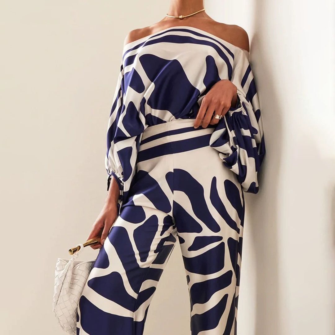 Satin Co-Ord - Damesblazer en wijde broek tweedelige set-Hallo Susanne