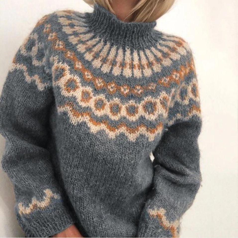 Scandinavische trui | Warm | Hoge Hals | Gebreide trui | Gebreide dameskleding-Hallo Susanne