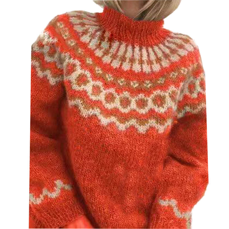 Scandinavische trui | Warm | Hoge Hals | Gebreide trui | Gebreide dameskleding-Hallo Susanne