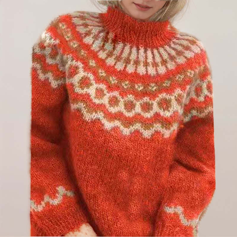 Scandinavische trui | Warm | Hoge Hals | Gebreide trui | Gebreide dameskleding-Hallo Susanne