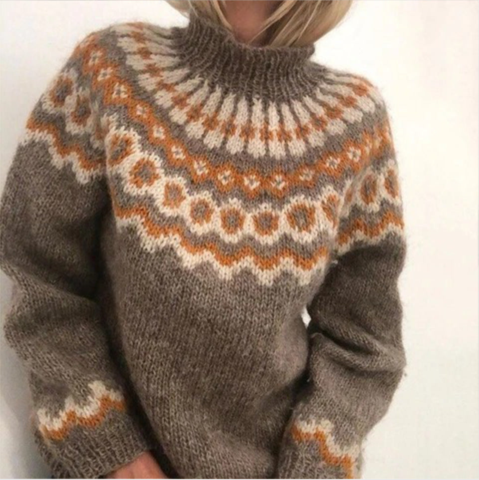 Scandinavische trui | Warm | Hoge Hals | Gebreide trui | Gebreide dameskleding-Hallo Susanne