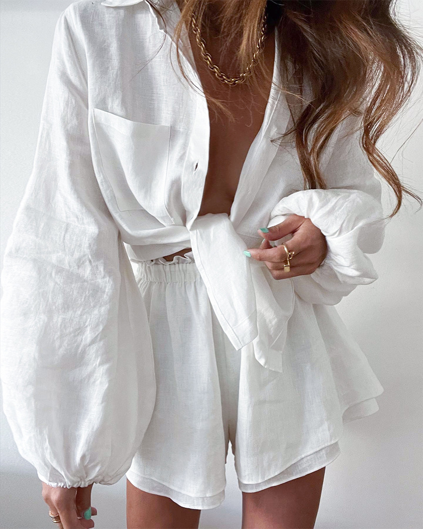 Shirt en korte broek set - Zomer - Knoopsluiting - Tweedelige set - Co-örd set voor dames-Hallo Susanne