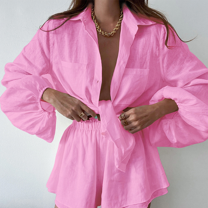 Shirt en korte broek set - Zomer - Knoopsluiting - Tweedelige set - Co-örd set voor dames-Hallo Susanne