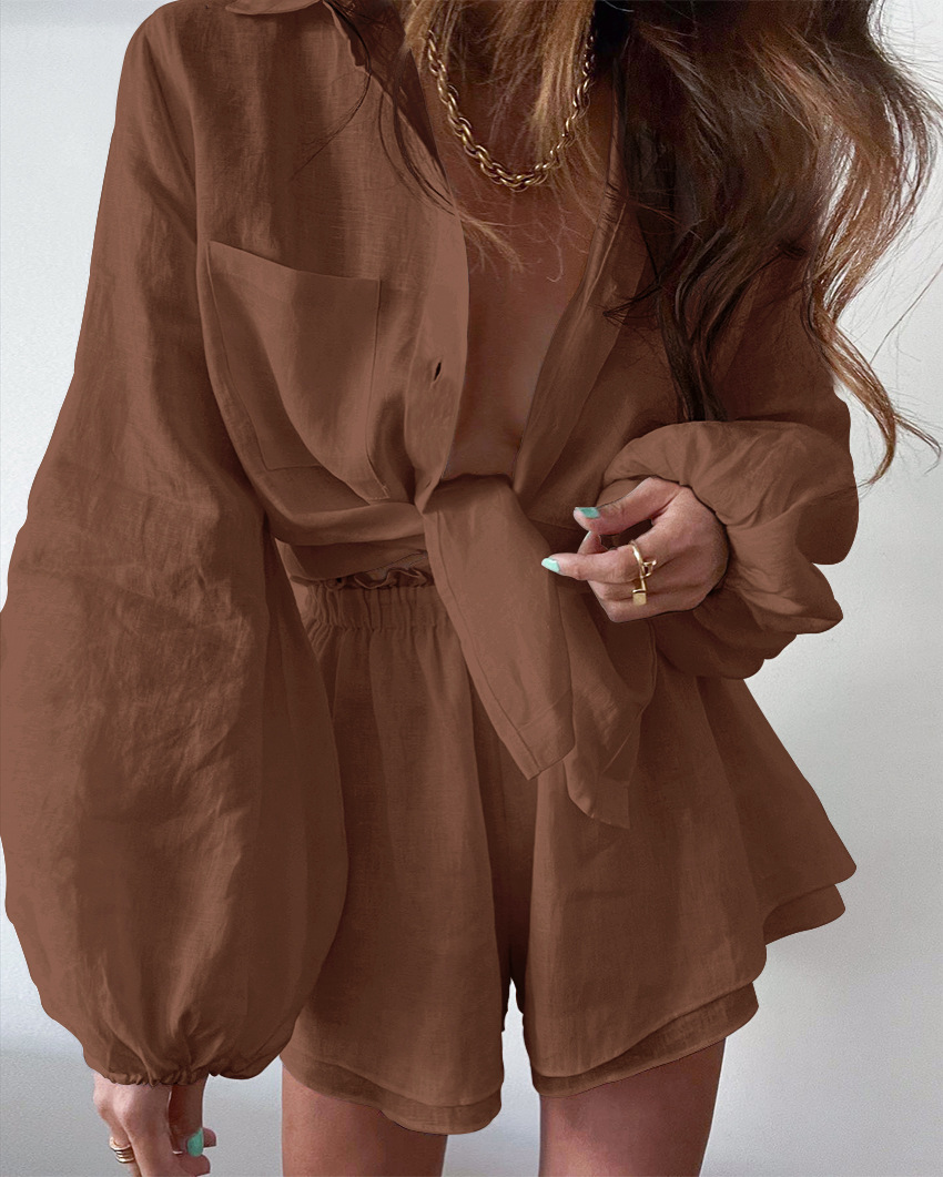 Shirt en korte broek set - Zomer - Knoopsluiting - Tweedelige set - Co-örd set voor dames-Hallo Susanne