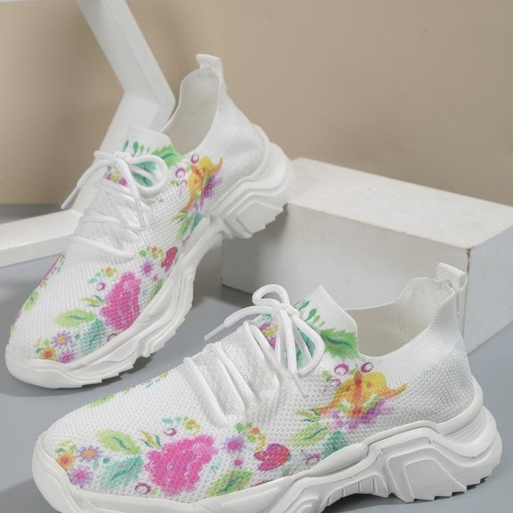 Slip-On Sneakers - Bloemen - Wandelen - Mesh Sneakers - Damestrainers-Hallo Susanne