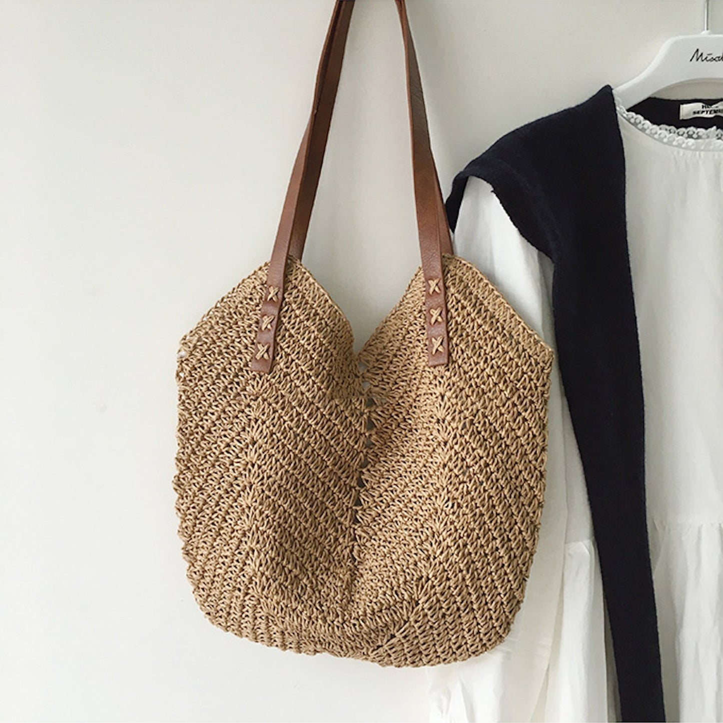 Strandtas - Vrouwen Grote Schouder Hobo Tas Van Stro-Hallo Susanne