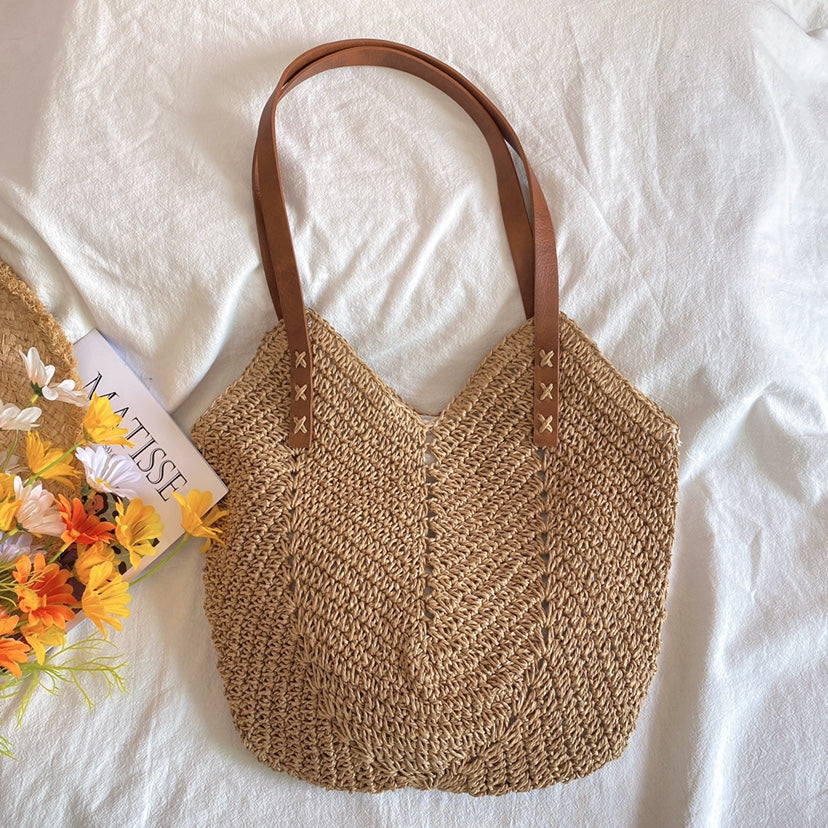Strandtas - Vrouwen Grote Schouder Hobo Tas Van Stro-Hallo Susanne