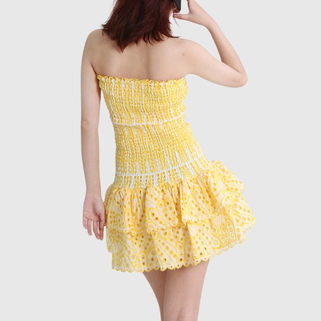 Strapless Jurk - Gerimpeld - Ruches - Mini-jurk - Zomerjurk-Hallo Susanne