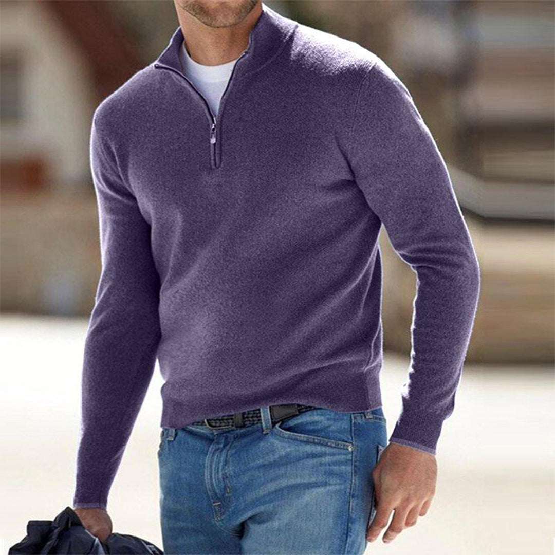 Sweater met kwart rits voor heren - Gebreid - Trui - Polo Trui - Trui met halve rits voor heren-Hallo Susanne
