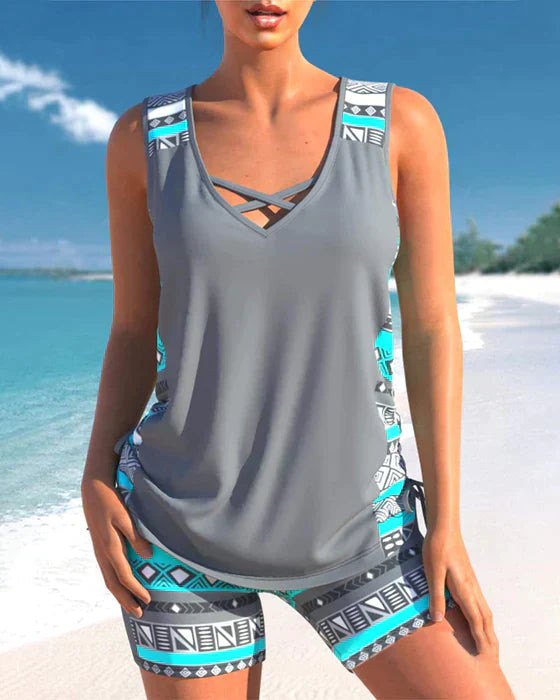 Tankini-set - Zwemshort en top voor dames, tweedelig zwempak-Hallo Susanne
