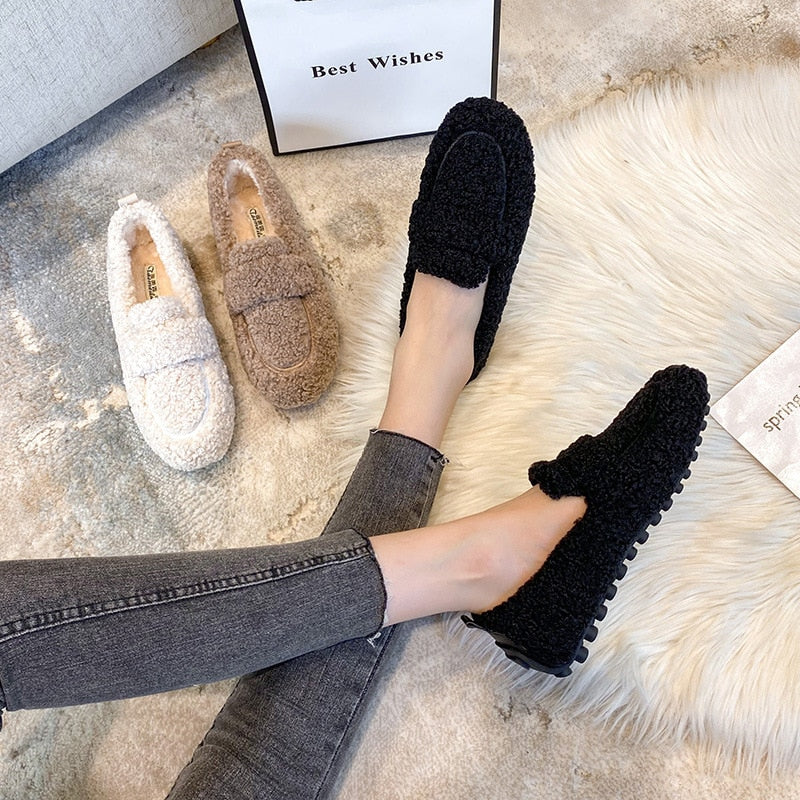 Teddy Loafers - Zachte, harige instaploafers voor dames-Hallo Susanne