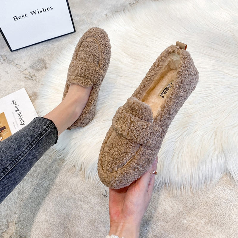 Teddy Loafers - Zachte, harige instaploafers voor dames-Hallo Susanne