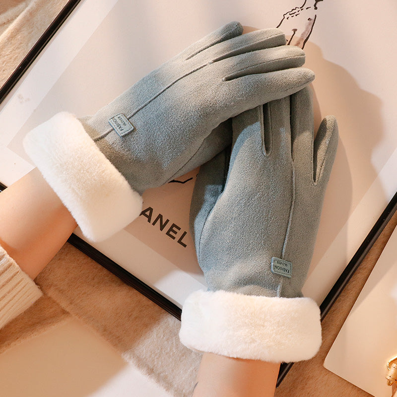 Touchscreenhandschoenen - Warme winterhandschoenen voor dames met bontvoering-Hallo Susanne