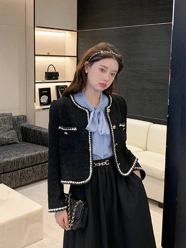 Tweed Jasje - Zwart - Vintage - Tweed Blazer - Damesjasje-Hallo Susanne