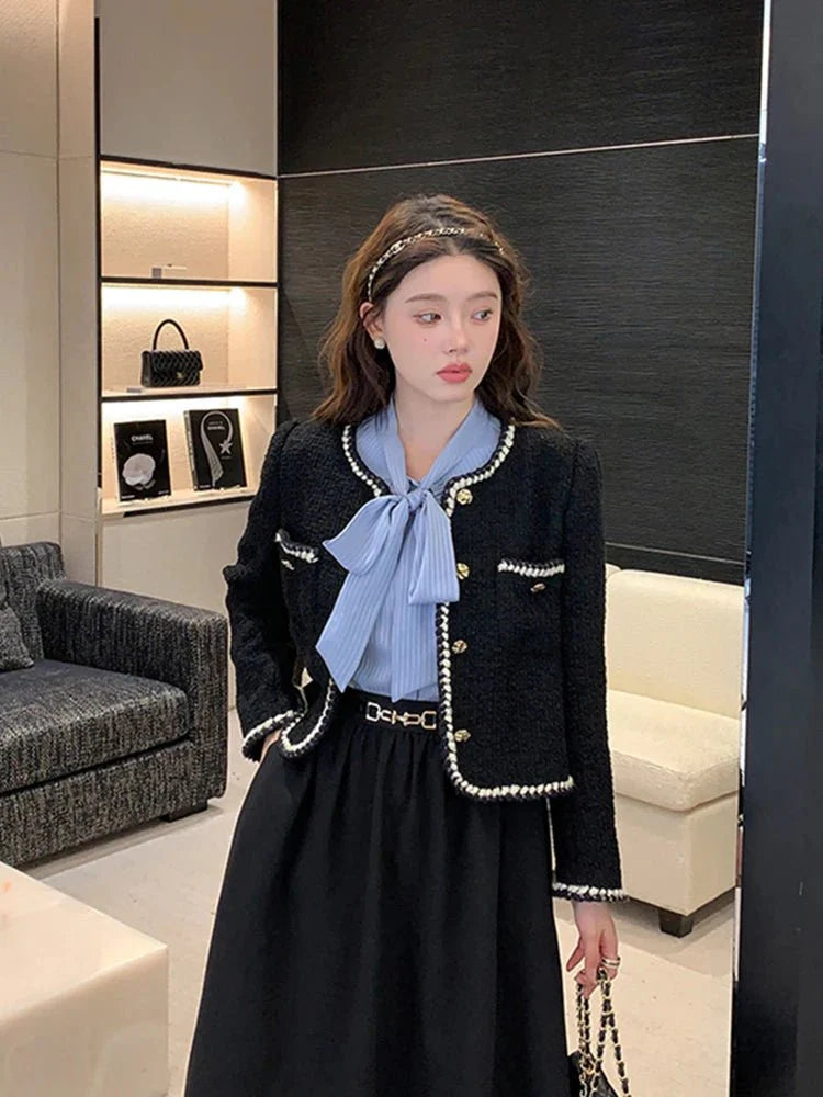 Tweed Jasje - Zwart - Vintage - Tweed Blazer - Damesjasje-Hallo Susanne