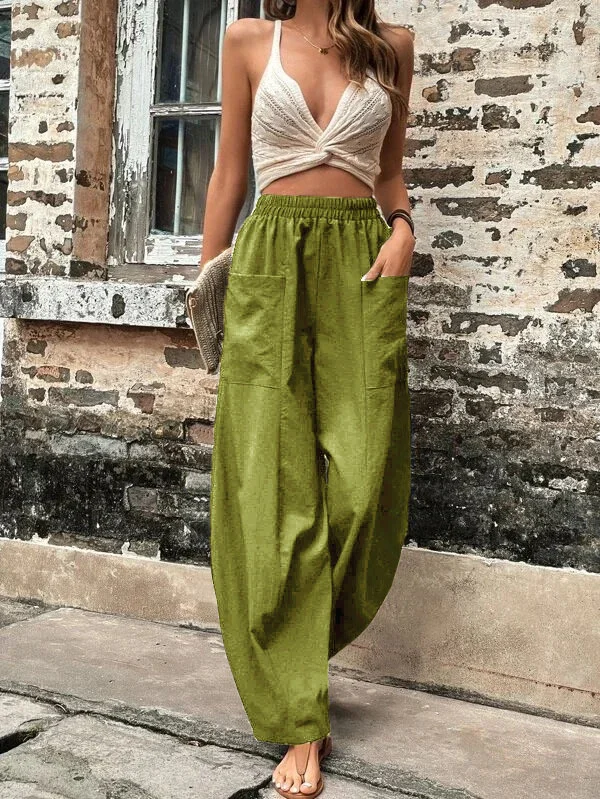 Wijde broek - Baggy, losvallende broek met hoge taille voor dames-Hallo Susanne